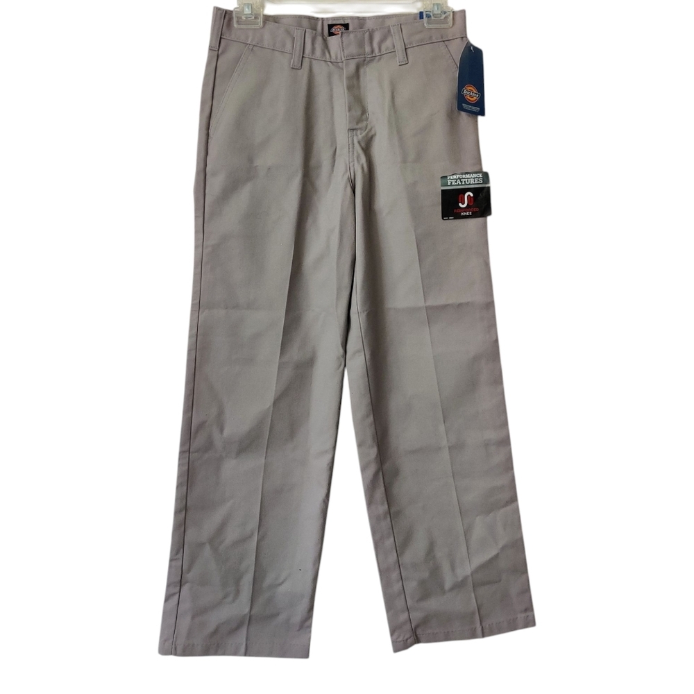 DICKIES Flat Front Pants 10 Husky Classic Fit Straight Leg Khaki Boys